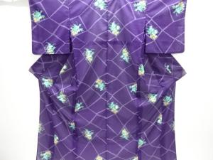 駒絽石畳に菊模様小紋着物